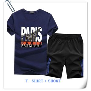 T-Shirt + Short Pour Homme - Bleu / Noir